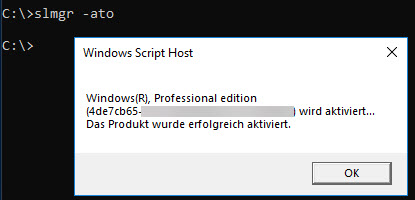 Windows CMD Aktivierung 
